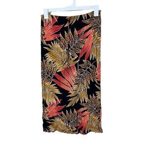 Kathie Lee Collection Skirt Womens Size S Black Leaf Print‎ Vintage Maxi
